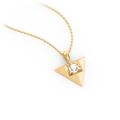 Triangle Pendant with Gemstone – 10K Yellow Gold with Cubic Zirconia