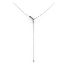 Bezel Gemstone Lariat with Ball Charm