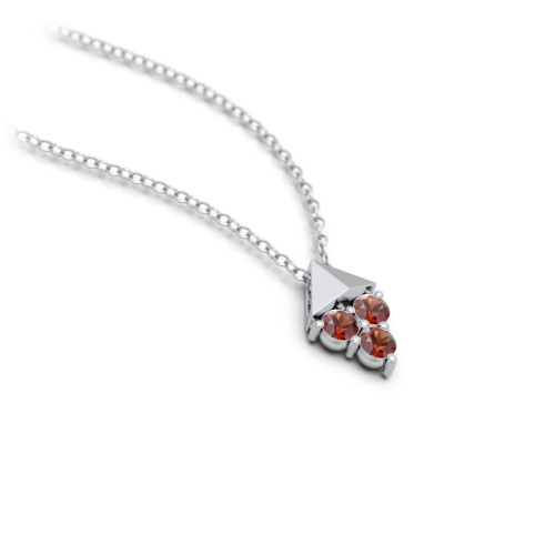 Diamond Shape Pendant with Gemstones – Sterling Silver with Garnet