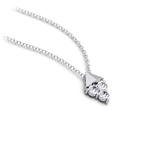 Diamond Shape Pendant with Gemstones – Sterling Silver with Diamond