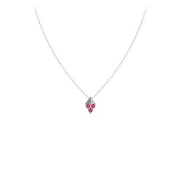 Diamond Shape Pendant with Gemstones in 925 Sterling Silver with Ruby