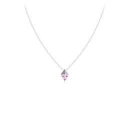 Diamond Shape Pendant with Gemstones in 925 Sterling Silver with Pink Tourmaline