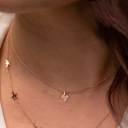 Diamond Shape Pendant with Gemstones – Sterling Silver with Cubic Zirconia