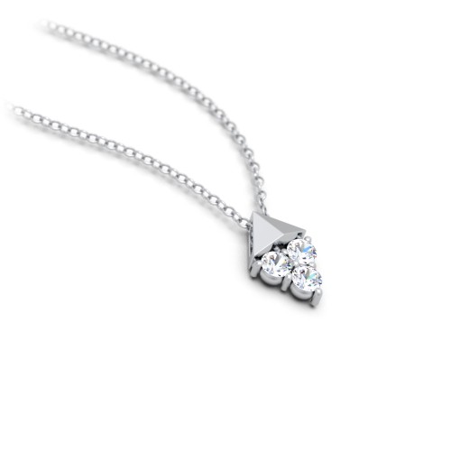 Diamond Shape Pendant with Gemstones – Sterling Silver with Cubic Zirconia