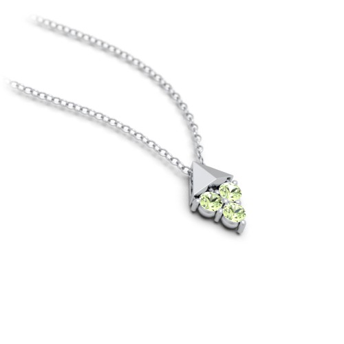 Diamond Shape Pendant with Gemstones – Sterling Silver with Peridot
