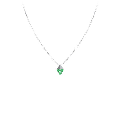Diamond Shape Pendant with Gemstones – Sterling Silver with Emerald