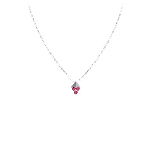 Diamond Shape Pendant with Gemstones – Sterling Silver with Ruby