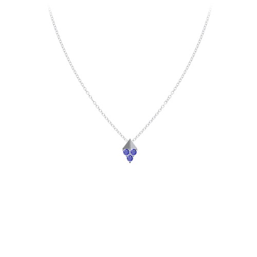Diamond Shape Pendant with Gemstones – Sterling Silver with Blue Sapphire