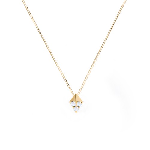 Diamond Shape Pendant with Gemstones – 10K Yellow Gold with Cubic Zirconia