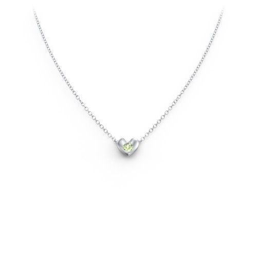 Puffed Heart Pendant with Gemstone