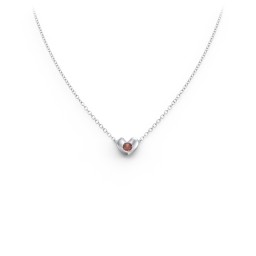 Puffed Heart Pendant with Gemstone in 925 Sterling Silver with Garnet