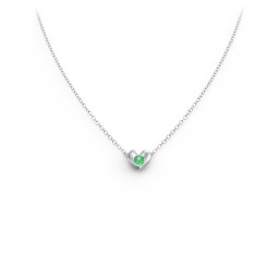 Puffed Heart Pendant with Gemstone in 925 Sterling Silver with Emerald