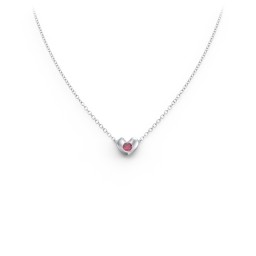 Puffed Heart Pendant with Gemstone in 925 Sterling Silver with Ruby
