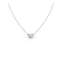 Puffed Heart Pendant with Gemstone in 925 Sterling Silver with Pink Tourmaline
