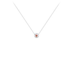 Solitaire 2mm Round Gemstone Pendant in 925 Sterling Silver with Garnet