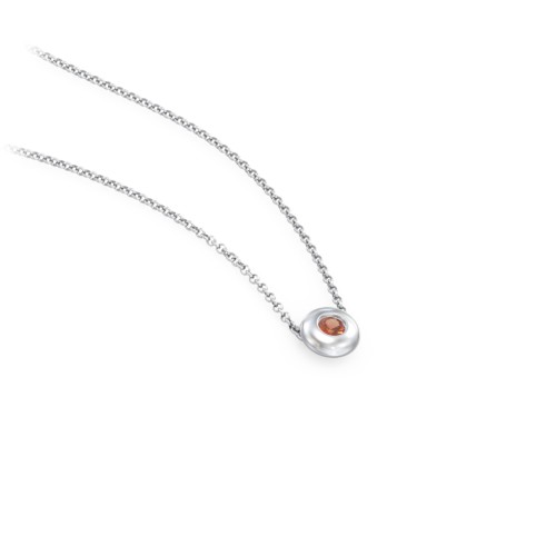 Solitaire 2mm Round Gemstone Pendant – Sterling Silver with Garnet