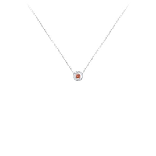 Solitaire 2mm Round Gemstone Pendant – Sterling Silver with Garnet