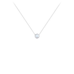 Solitaire 2mm Round Gemstone Pendant in 925 Sterling Silver with Blue Topaz