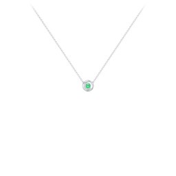Solitaire 2mm Round Gemstone Pendant in 925 Sterling Silver with Emerald