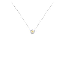 Solitaire 2mm Round Gemstone Pendant in 925 Sterling Silver with Citrine