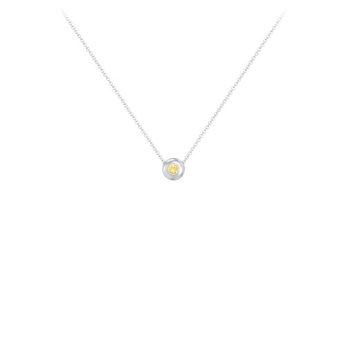Solitaire 2mm Round Gemstone Pendant – Sterling Silver with Citrine
