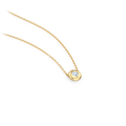 Solitaire 2mm Round Gemstone Pendant – 10K Yellow Gold with Blue Topaz