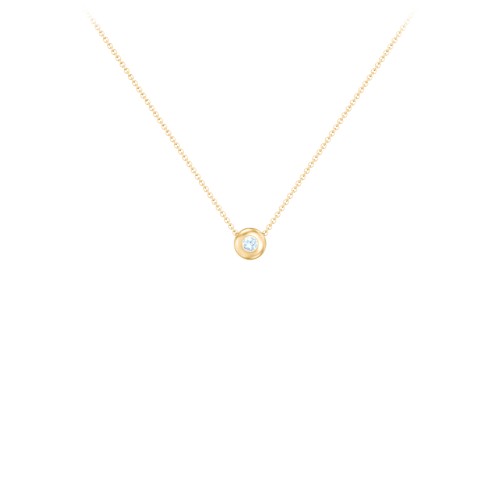 Solitaire 2mm Round Gemstone Pendant – 10K Yellow Gold with Blue Topaz