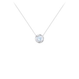 Solitaire 4mm Round Gemstone Pendant in 925 Sterling Silver with Aquamarine