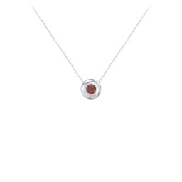 Solitaire 4mm Round Gemstone Pendant in 925 Sterling Silver with Garnet