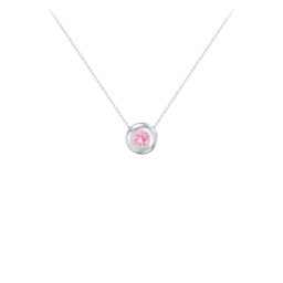 Solitaire 4mm Round Gemstone Pendant in 925 Sterling Silver with Pink Tourmaline