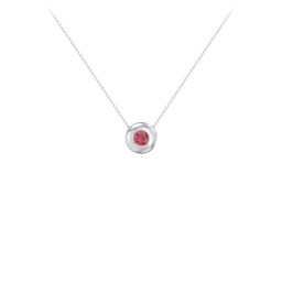 Solitaire 4mm Round Gemstone Pendant in 925 Sterling Silver with Ruby
