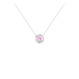Solitaire 4mm Round Gemstone Pendant in 925 Sterling Silver with Pink Tourmaline