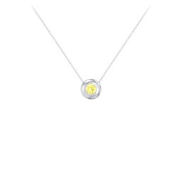 Solitaire 4mm Round Gemstone Pendant in 925 Sterling Silver with Citrine