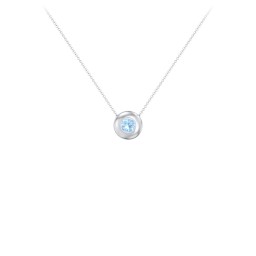 Solitaire 4mm Round Gemstone Pendant in 925 Sterling Silver with Blue Topaz