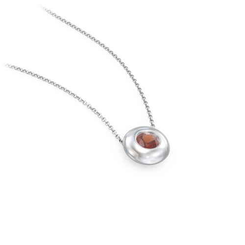 Solitaire 4mm Round Gemstone Pendant – Sterling Silver with Garnet