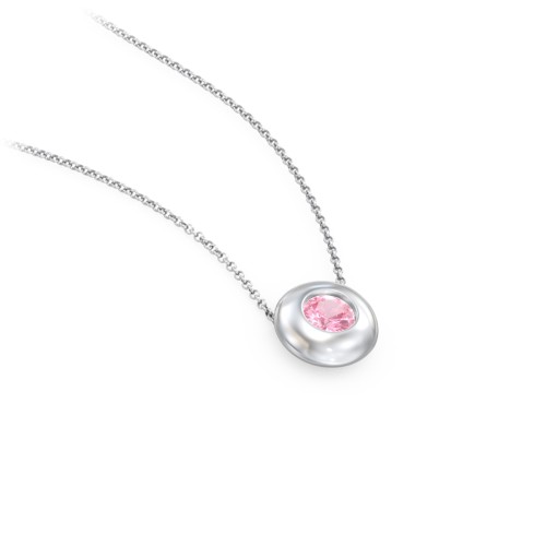 Solitaire 4mm Round Gemstone Pendant – Sterling Silver with Pink Tourmaline