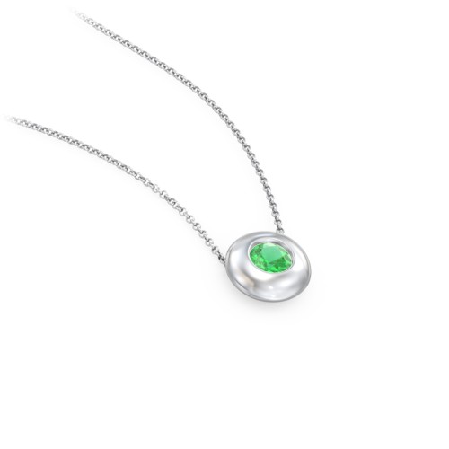 Solitaire 4mm Round Gemstone Pendant – Sterling Silver with Emerald