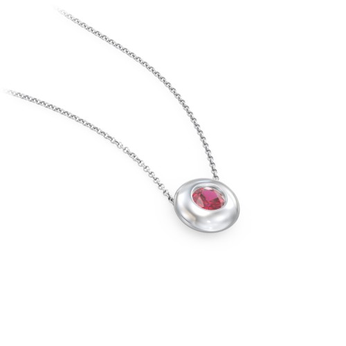 Solitaire 4mm Round Gemstone Pendant – Sterling Silver with Ruby