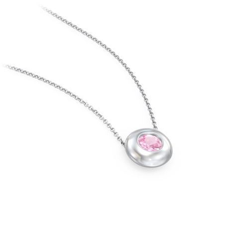 Solitaire 4mm Round Gemstone Pendant – Sterling Silver with Pink Tourmaline