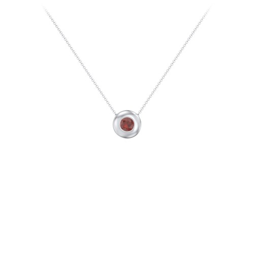 Solitaire 4mm Round Gemstone Pendant – Sterling Silver with Garnet