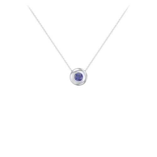 Solitaire 4mm Round Gemstone Pendant – Sterling Silver with Blue Sapphire