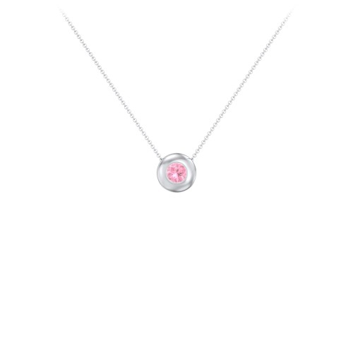 Solitaire 4mm Round Gemstone Pendant – Sterling Silver with Pink Tourmaline