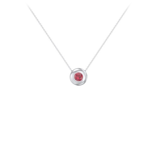 Solitaire 4mm Round Gemstone Pendant – Sterling Silver with Ruby