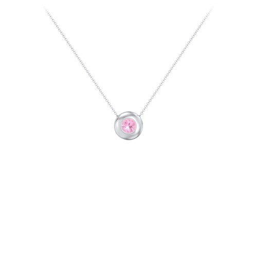 Solitaire 4mm Round Gemstone Pendant – Sterling Silver with Pink Tourmaline