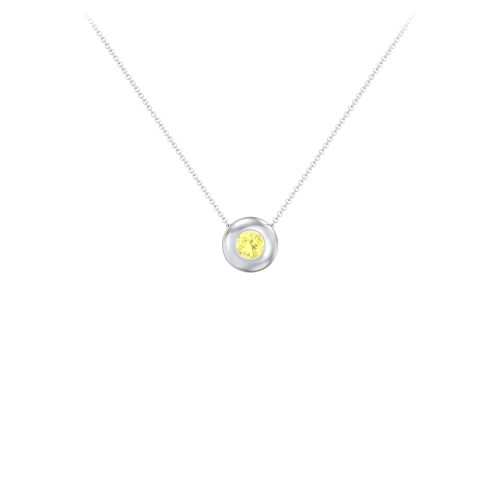 Solitaire 4mm Round Gemstone Pendant – Sterling Silver with Citrine