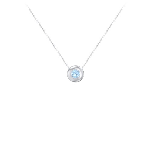 Solitaire 4mm Round Gemstone Pendant – Sterling Silver with Blue Topaz