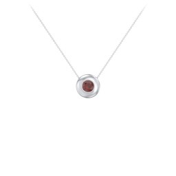 Solitaire 5mm Round Gemstone Pendant in 925 Sterling Silver with Garnet