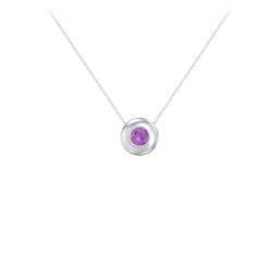 Solitaire 5mm Round Gemstone Pendant in 925 Sterling Silver with Amethyst