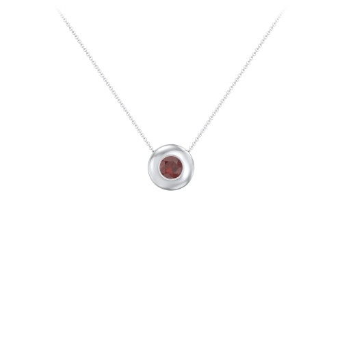 Solitaire 5mm Round Gemstone Pendant – Sterling Silver with Garnet