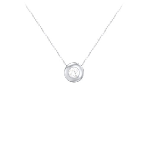Solitaire 5mm Round Gemstone Pendant – Sterling Silver with Diamond